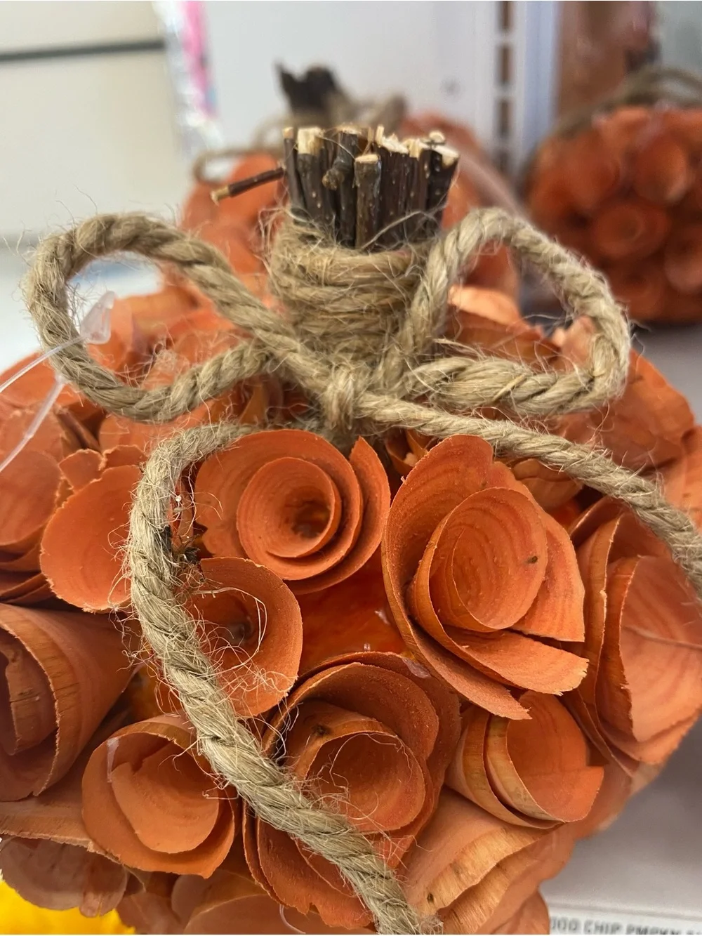 Set of 2! BRAND NEW Creative Woodchip Pumpkins in Orange